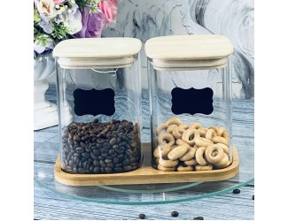 Набор из 2 банок для сыпучих продуктов на подставке Lenardi 160-245
