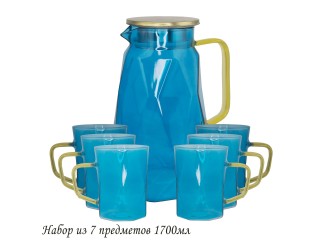 Набор графин 1700мл и 6 стаканов Lenardi 160-258 голубой