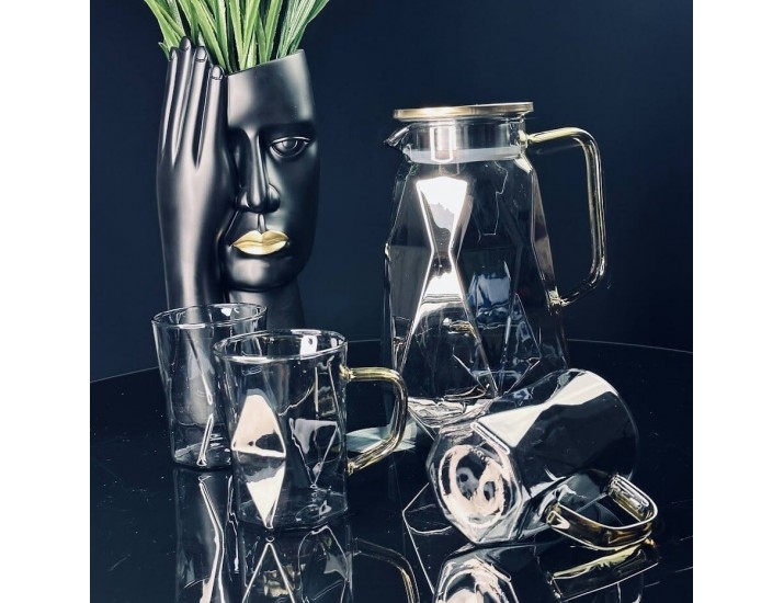 Набор графин 1700мл и 6 стаканов Lenardi 160-259 серый