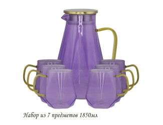 Набор графин 1850мл и 6 стаканов Lenardi 160-260 фиолетовый