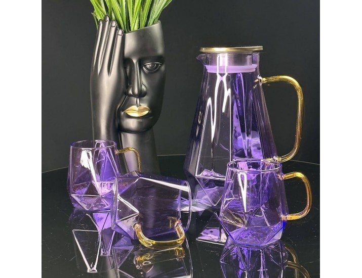 Набор графин 1850мл и 6 стаканов Lenardi 160-260 фиолетовый