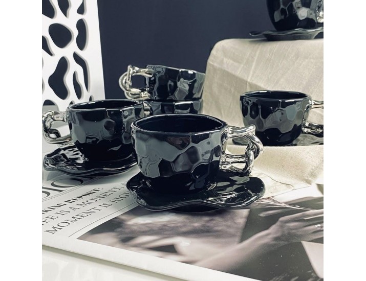 Набор кофейных пар на 6 персон 12 предметов 130мл Lenardi 163-079 чёрный