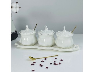 Набор из 3 банок 250мл с ложками на подставке 164-014