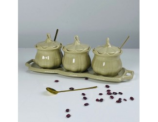 Набор из 3 баночек 250 мл с ложками на подставке Lenardi 164-015 серый