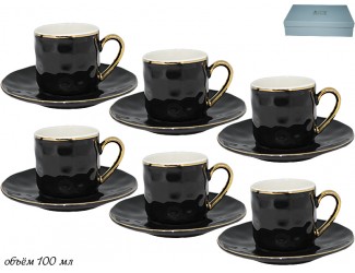 Набор кофейных пар на 6 персон 12 предметов Lenardi чёрный 181-057