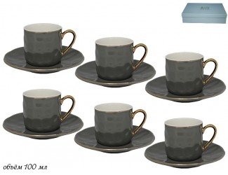 Набор кофейных пар на 6 персон 12 предметов Lenardi серый 181-058