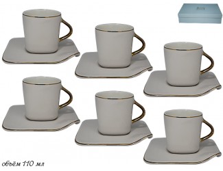 Набор кофейных пар на 6 персон 12 предметов Lenardi белый 181-066