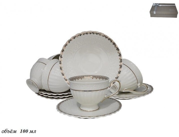 Набор кофейных пар на 6 персон 12 предметов 90мл Lenardi 181-072