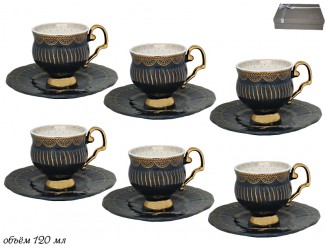 Набор кофейных пар на 6 персон 12 предметов Lenardi чёрный 181-078