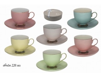Набор чайных пар на 6 персон 12 предметов Lenardi радуга 181-180