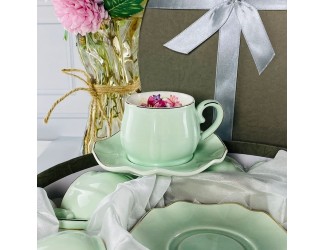 Набор кофейных пар на 6 персон 12 предметов 100мл Lenardi 181-190 мятный