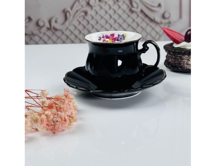 Набор кофейных пар на 6 персон 12 предметов 100мл Lenardi 181-193 чёрный