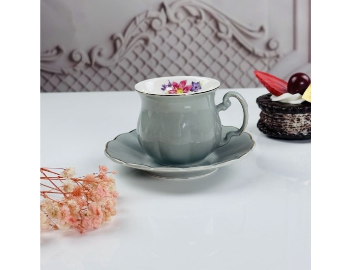 Набор кофейных пар на 6 персон 12 предметов 100мл Lenardi 181-194 серый