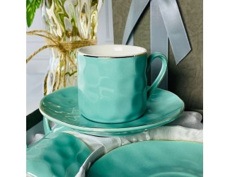 Набор кофейных пар на 6 персон 12 предметов 95мл Lenardi 181-206 голубой