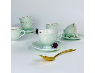 Набор кофейных пар на 6 персон 12 предметов 95мл Lenardi 181-232 мятный