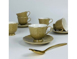 Набор кофейных пар на 6 персон 12 предметов 95мл Lenardi 181-233 шоколад