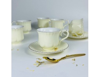 Набор чайных пар на 6 персон 12 предметов 270мл Lenardi 181-236 молочный