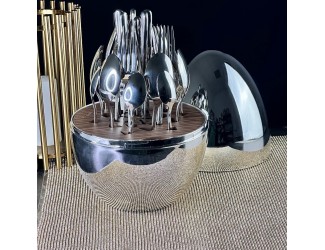 Набор столовых приборов Lenardi 24 предмета на подставке 197-034 серебро