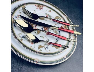 Набор столовых приборов на 6 персон 24 предмета Lenardi 200-029 красный