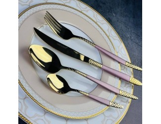 Набор столовых приборов на 6 персон 24 предмета Lenardi 200-030 розовый