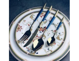 Набор столовых приборов на 6 персон 24 предмета Lenardi 200-031 синий