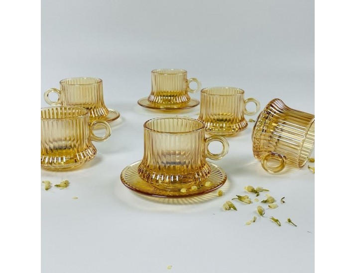 Кофейный набор 12 предметов 190мл Lenardi 200-151 янтарный