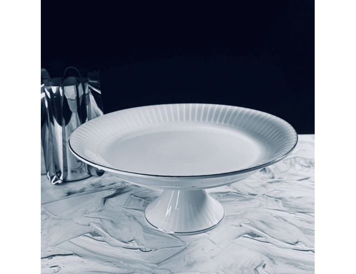 Круглое блюдо 30,5см на ножке Lenardi Marzipan Grey 102-060