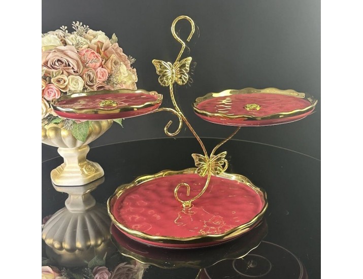 Трехъярусная этажерка Lenardi Multicolor 106-255 бордовая