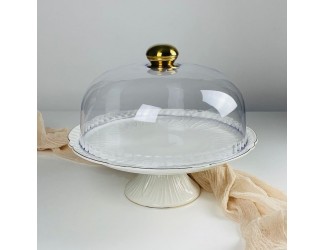 Тортовница 30,5см на ножке с крышкой Lenardi Orchidea 109-270