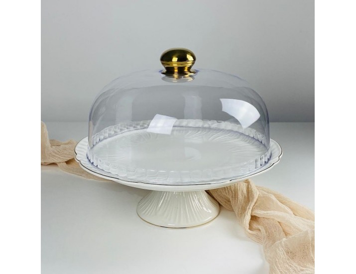 Тортовница 30,5см на ножке с крышкой Lenardi Orchidea 109-270