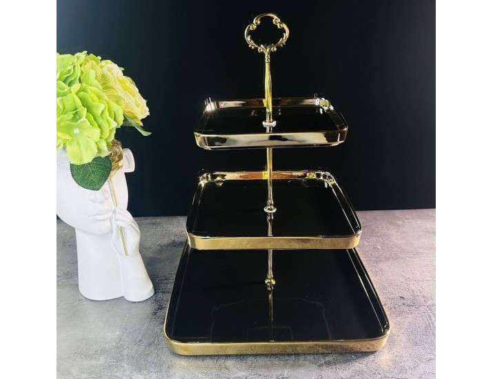 Трехъярусная этажерка Lenardi Multicolor 122-042 чёрная