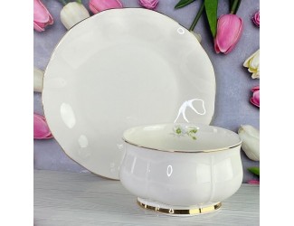 Набор из 6 салатников 12см и 6 тарелок 19см Lenardi Multicolor 133-362 белый