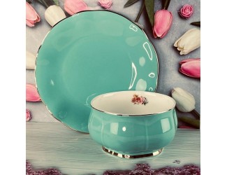 Набор из 6 салатников 12см и 6 тарелок 19см Lenardi Multicolor 133-367 голубой