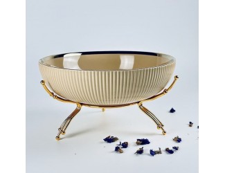 Фруктовница 25см на подставке Lenardi Multicolor 163-073 бежевая