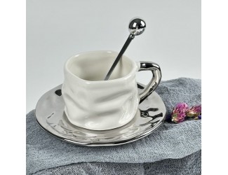 Чайная пара 210мл Lenardi с блюдцем и ложкой 164-031