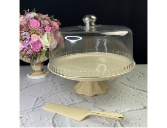 Тортовница с крышкой и лопаткой 31х10см Lenardi Marzipan 205-148