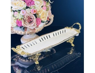 Блюдо 38см на ножках с ручками Lenardi Atlantis Cream 205-876