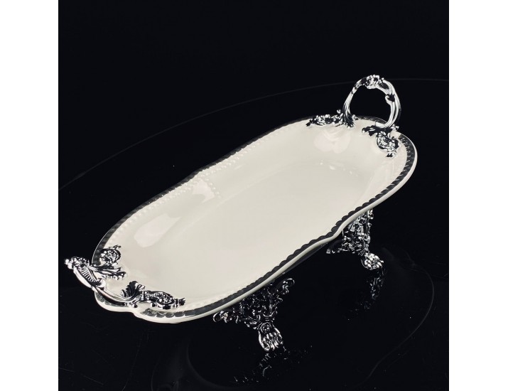 Блюдо 35,5см на ножках с ручками Lenardi Atlantis 205-895