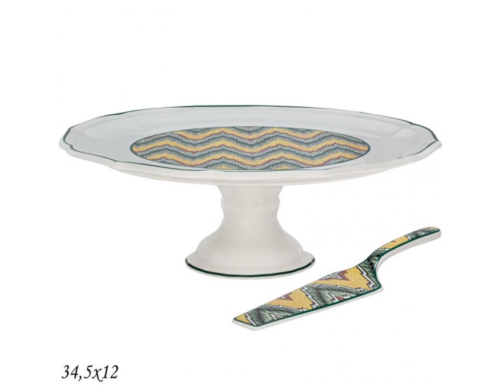 Тортовница 34,5х12см БУХАРА на ножке с лопаткой Lenardi Бухара 205-171