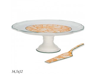 Тортовница 34,5х12см АДОНИС на ножке с лопаткой Lenardi Адонис 205-197