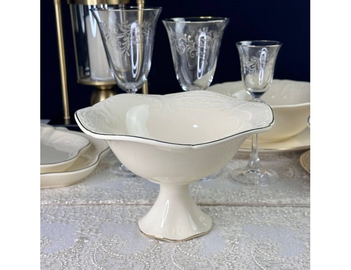 Конфетница на ножке 20,5х13 см Lenardi Доминика крем 205-400