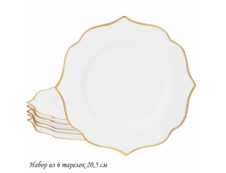 Набор из 6 тарелок 20,5см Lenardi Magnolia gold 205-576
