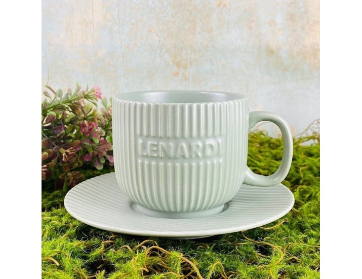 Набор чайных пар на 6 персон 12 предметов 290мл Lenardi 205-733 серый