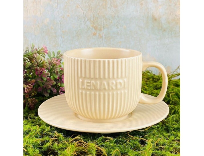 Набор чайных пар на 6 персон 12 предметов 290мл Lenardi 205-823 бежевый