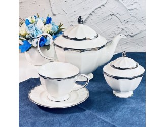 Чайный сервиз на 6 персон 14 предметов 240 мл Lenardi Империал Серебро 205-950