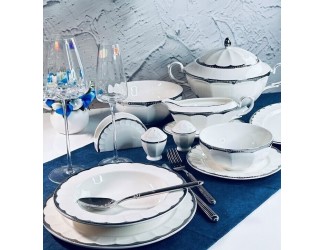 Обеденный сервиз на 6 персон 45 предметов Lenardi Империал Серебро 205-951