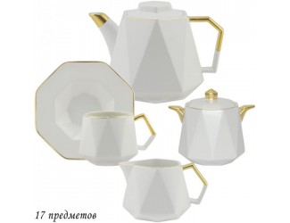 Чайный сервиз на 6 персон 17 предметов Lenardi 106-191 белый
