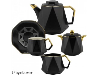 Чайный сервиз на 6 персон 17 предметов Lenardi 106-192 чёрный