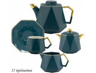 Чайный сервиз на 6 персон 17 предметов Lenardi 106-193 изумруд