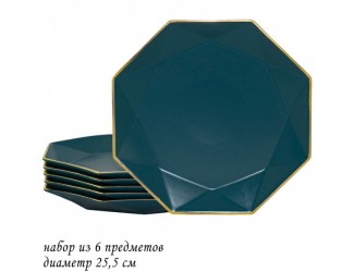 Набор тарелок 6шт 25,5см Lenardi бирюзовый 106-201